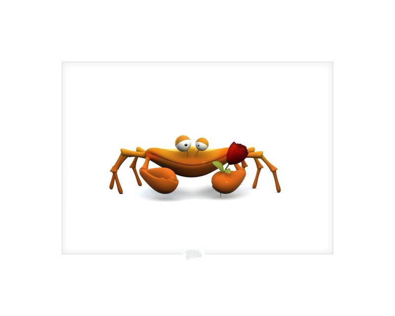 cartoon crab with rose