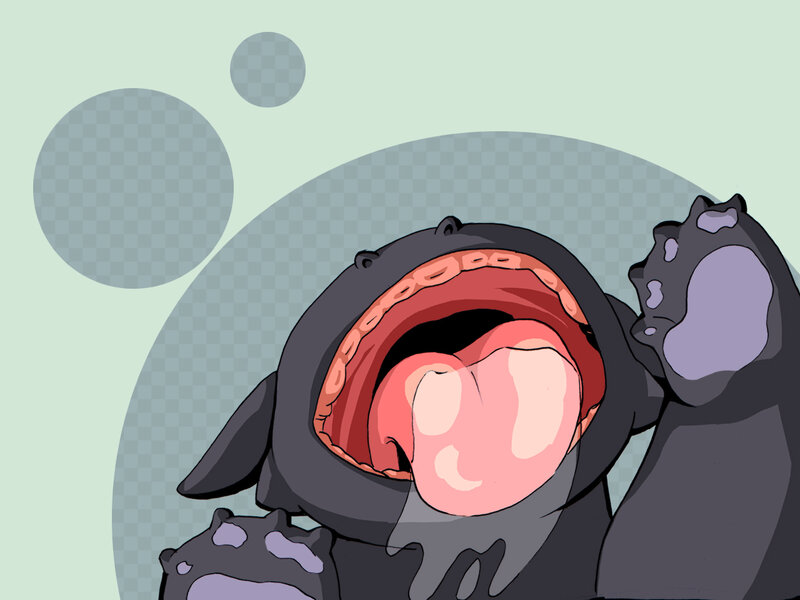 cartoon creature with open mouth