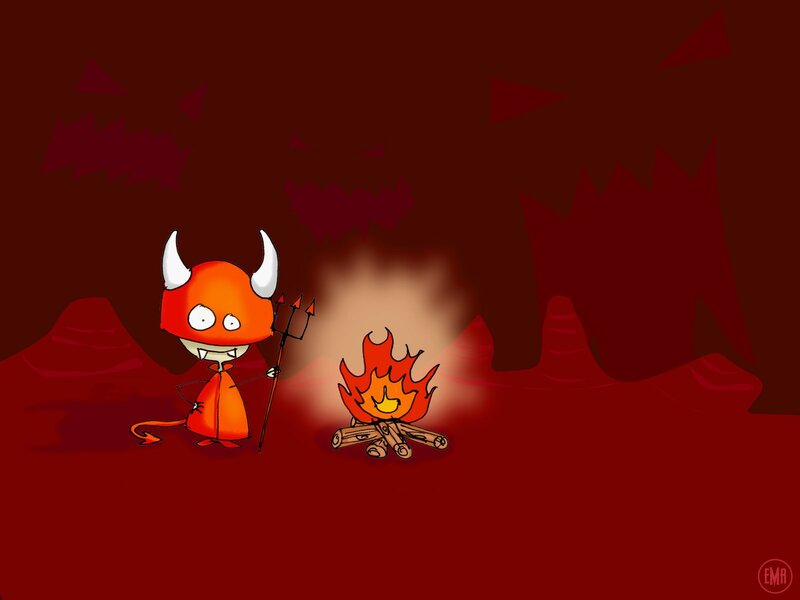 Cartoon Devil by Fire