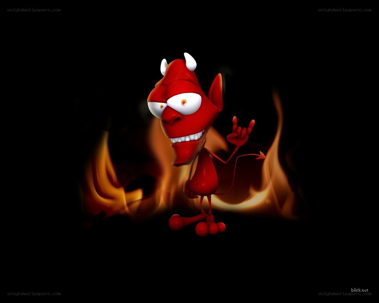 cartoon devil with flames