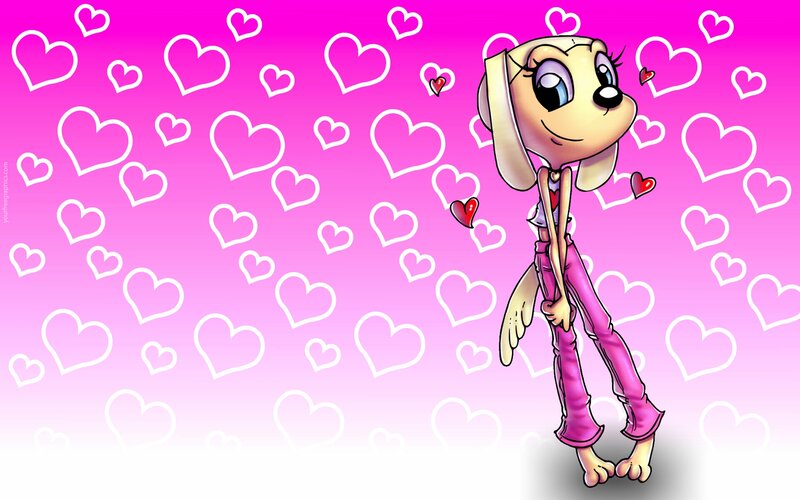 Cartoon Dog Character — Pink, Playful, Digital Art