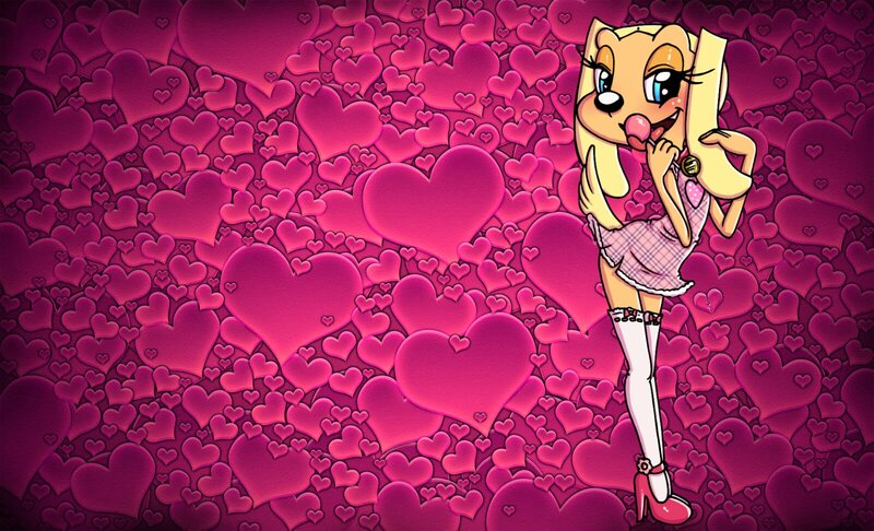 Cartoon Dog Character — Pink, Playful