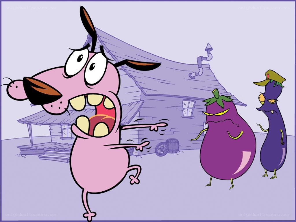 Cartoon dog chases eggplants