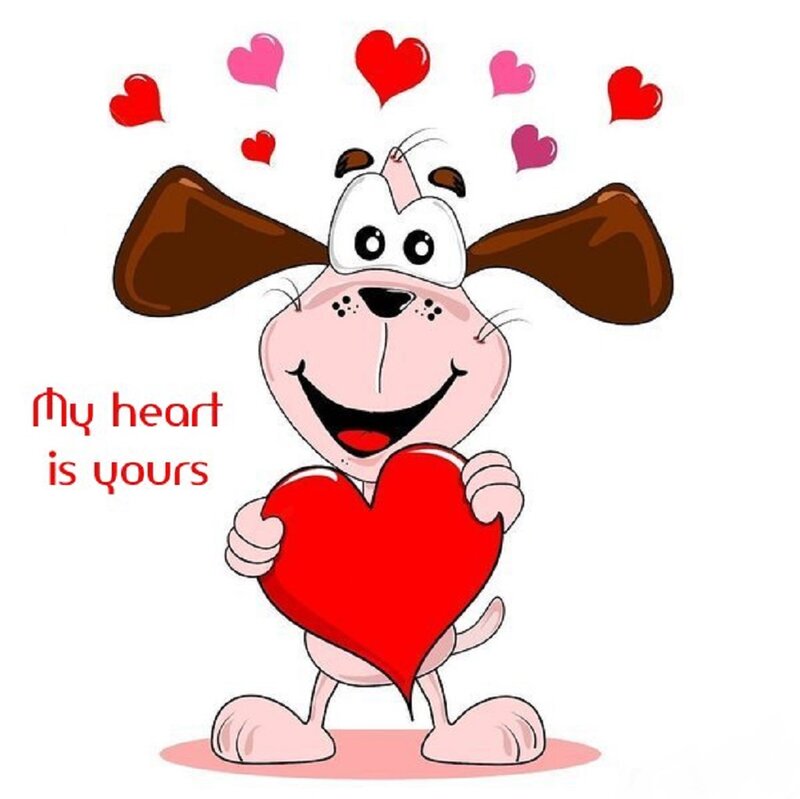 Cartoon Dog Holding Heart