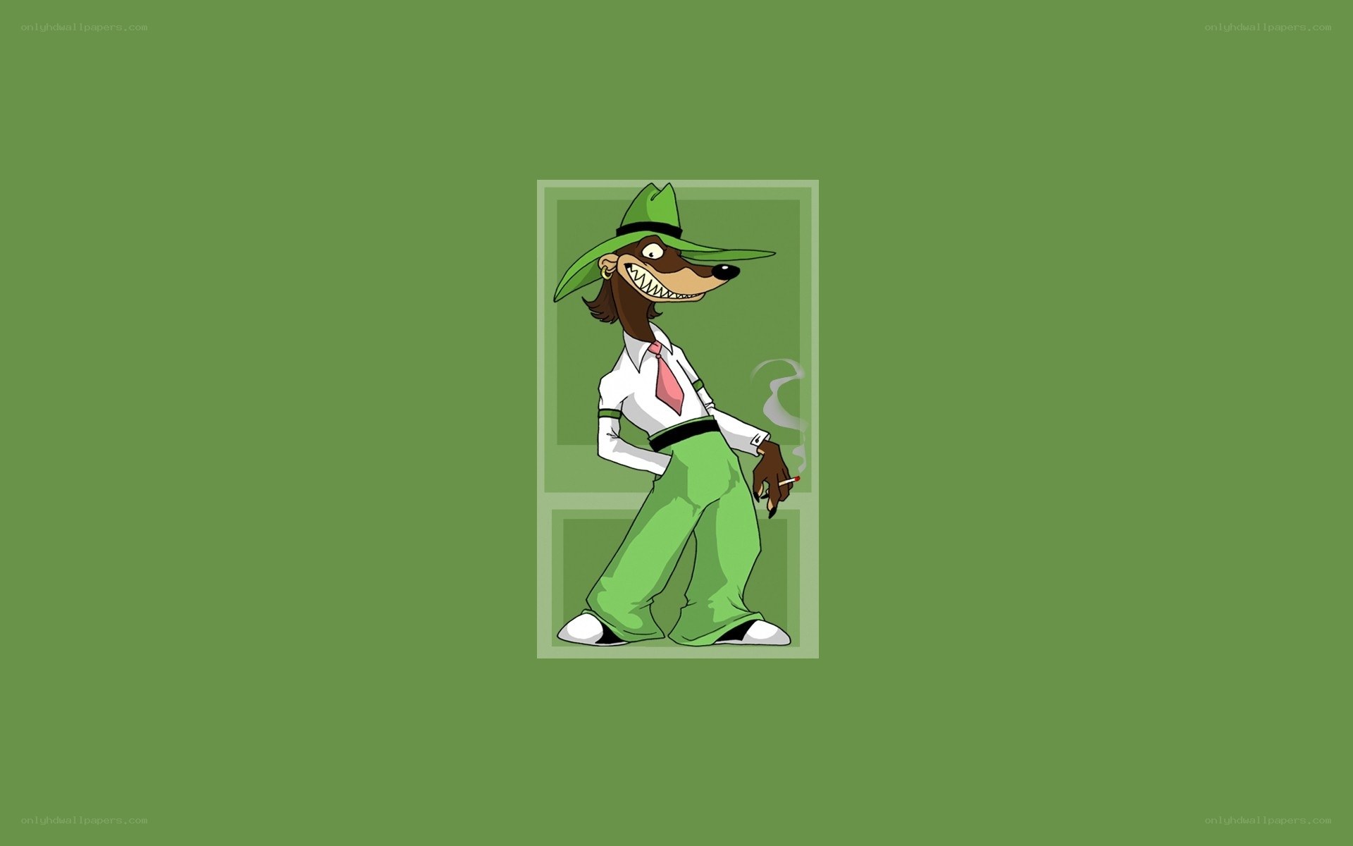 cartoon dog in green hat