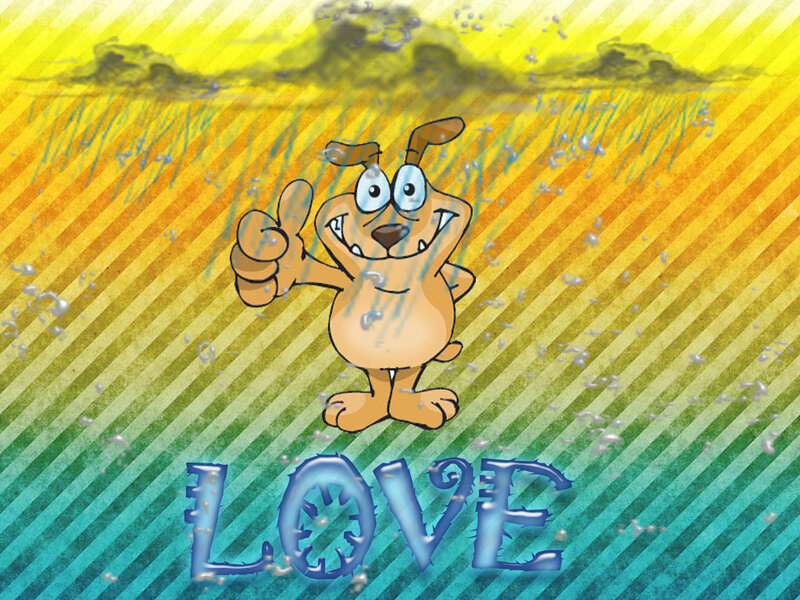 Cartoon Dog in Rain