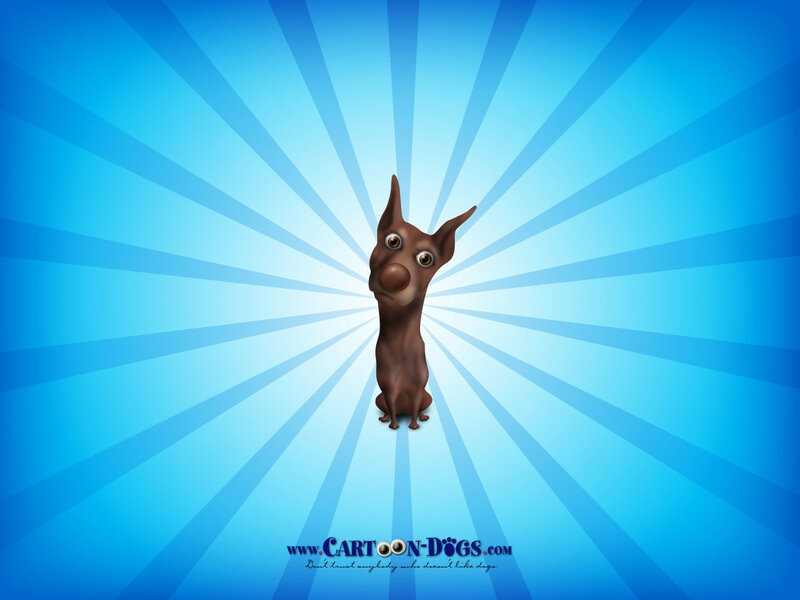 cartoon dog on blue background