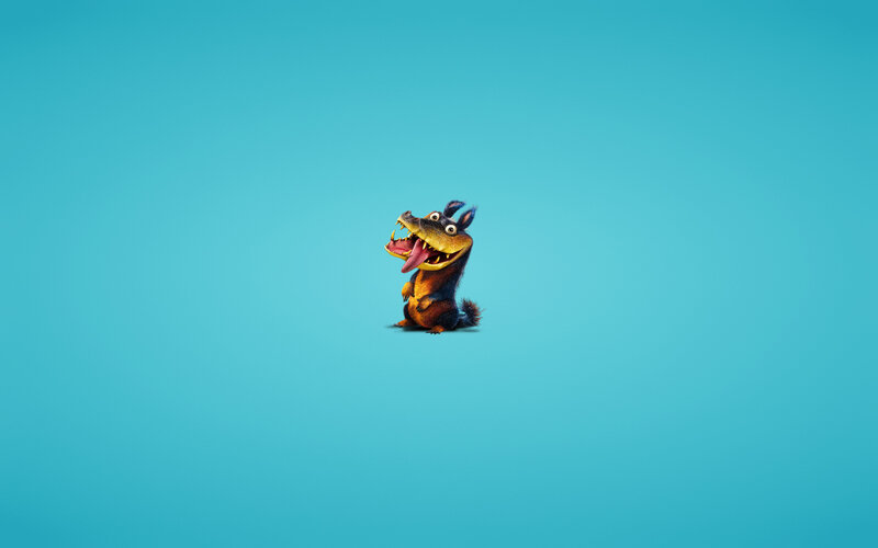 cartoon dog on blue background