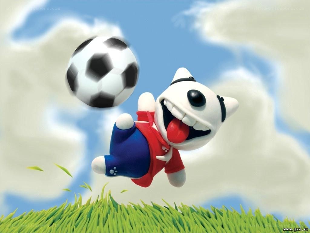 cartoon dog playing soccer