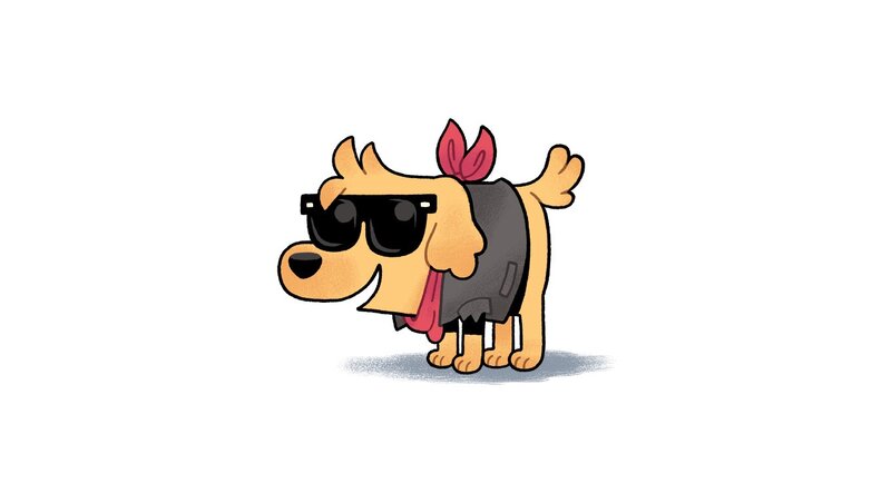 Cartoon Dog Wearing Sunglasses — Yellow