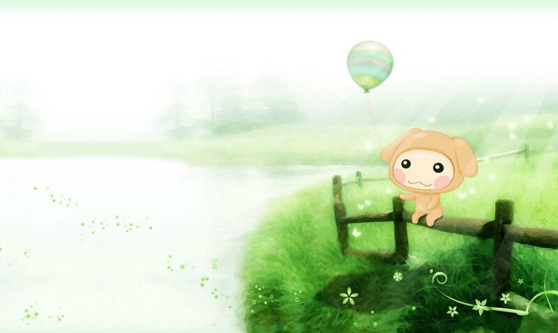 Cartoon Dog with Balloon