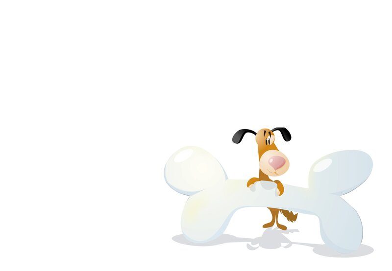 cartoon dog with bone
