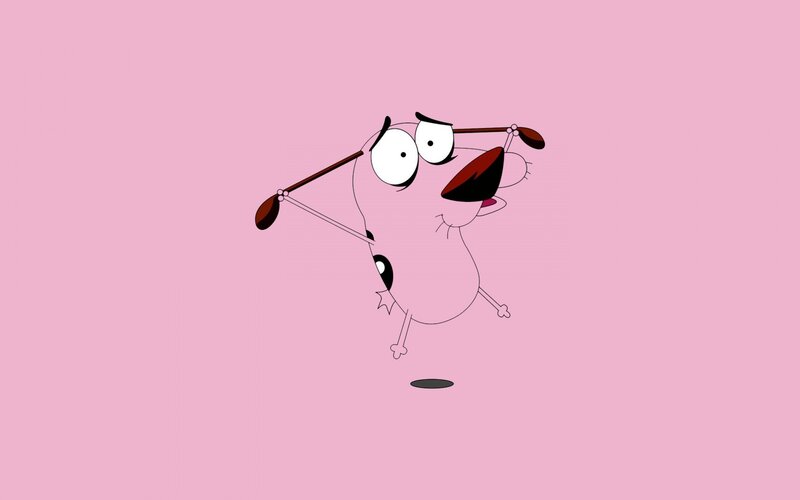 Cartoon Dog with Golf Clubs