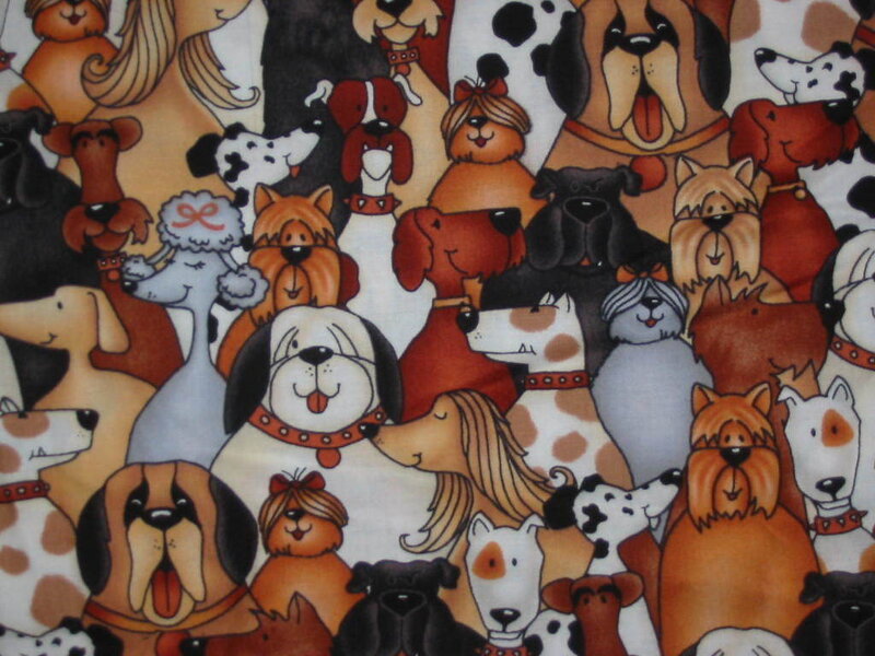 Cartoon Dogs on Fabric
