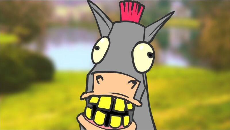 cartoon donkey with mohawk