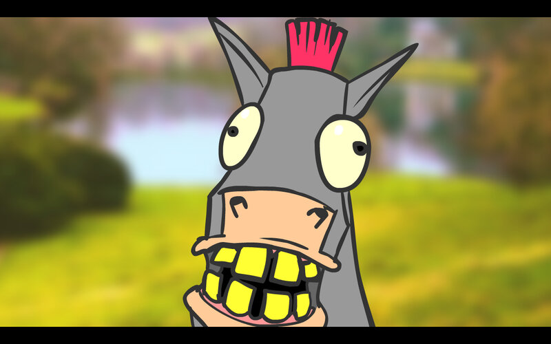 cartoon donkey with mohawk