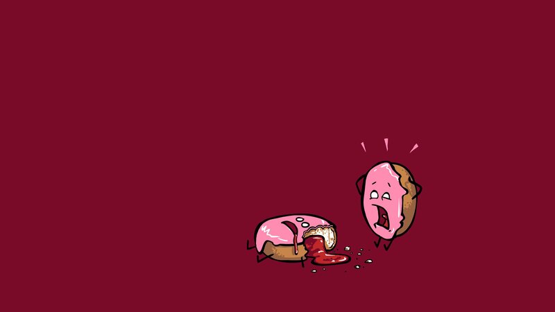 Cartoon Donuts — Red, Shocked