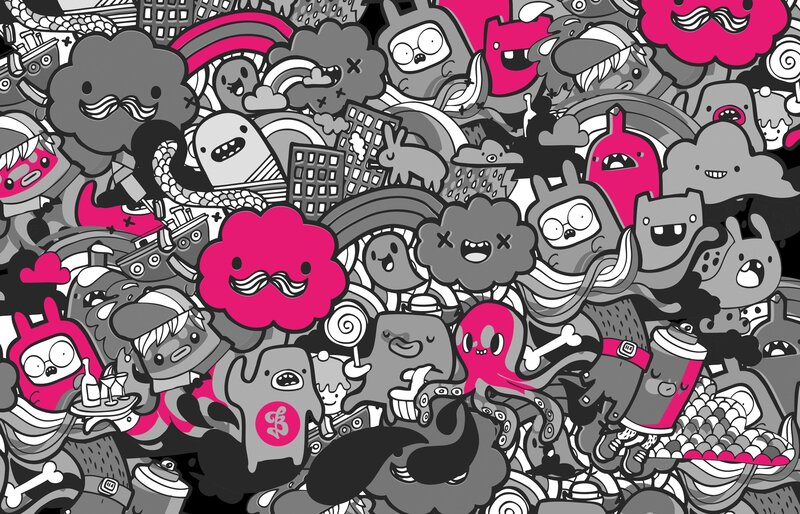cartoon doodle collage
