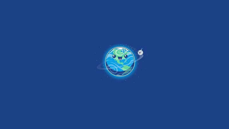 Cartoon Earth and Moon