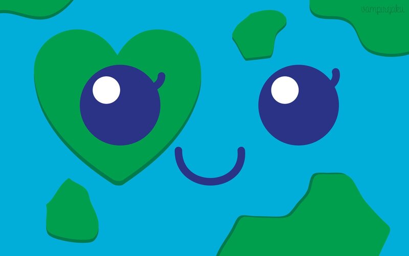 Cartoon Earth Face — Blue