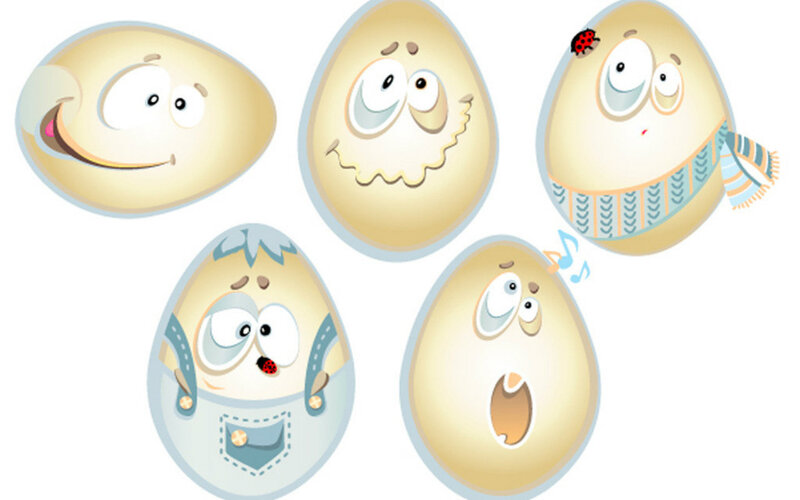 Cartoon Eggs with Faces