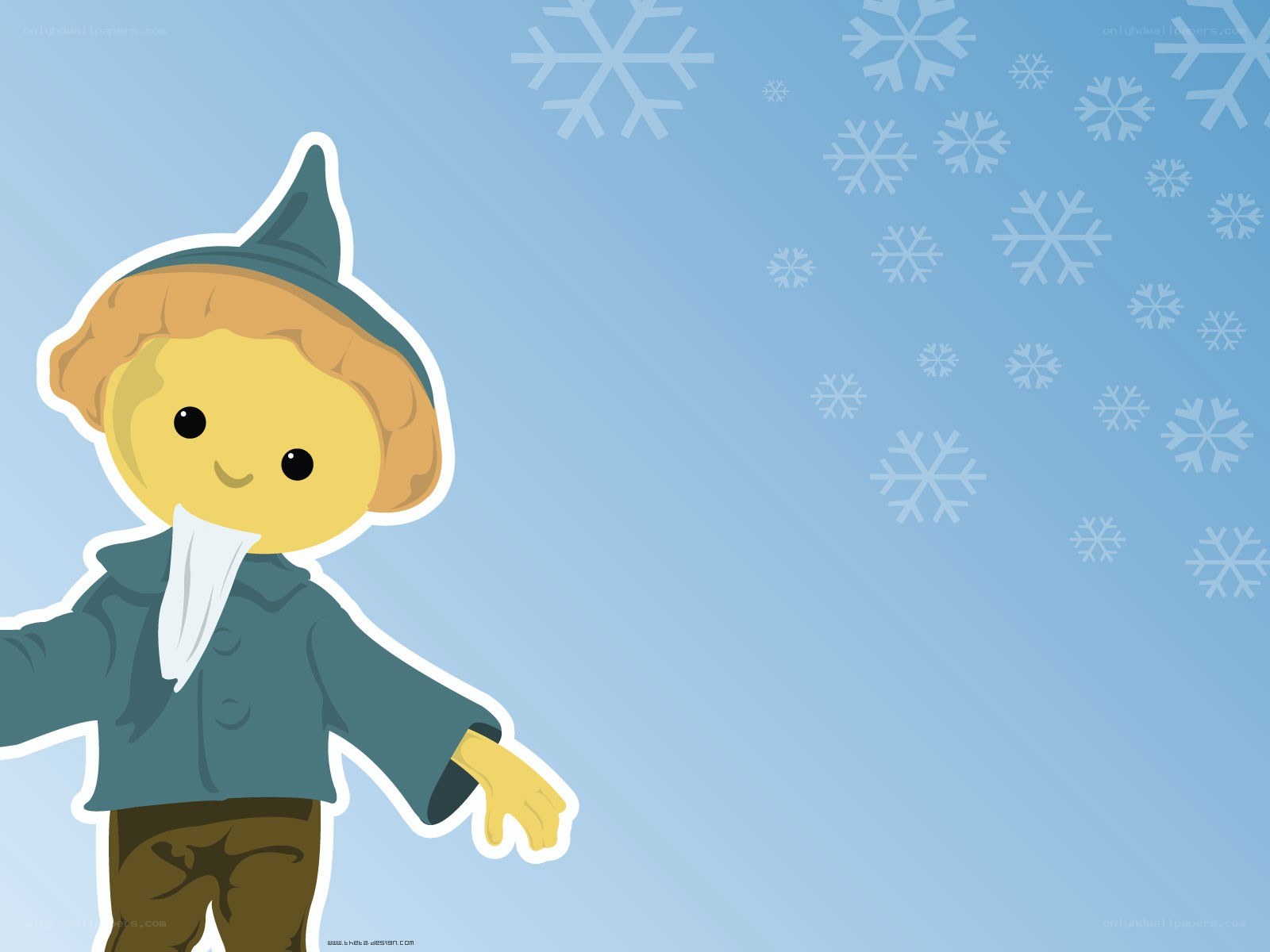 cartoon elf in winter