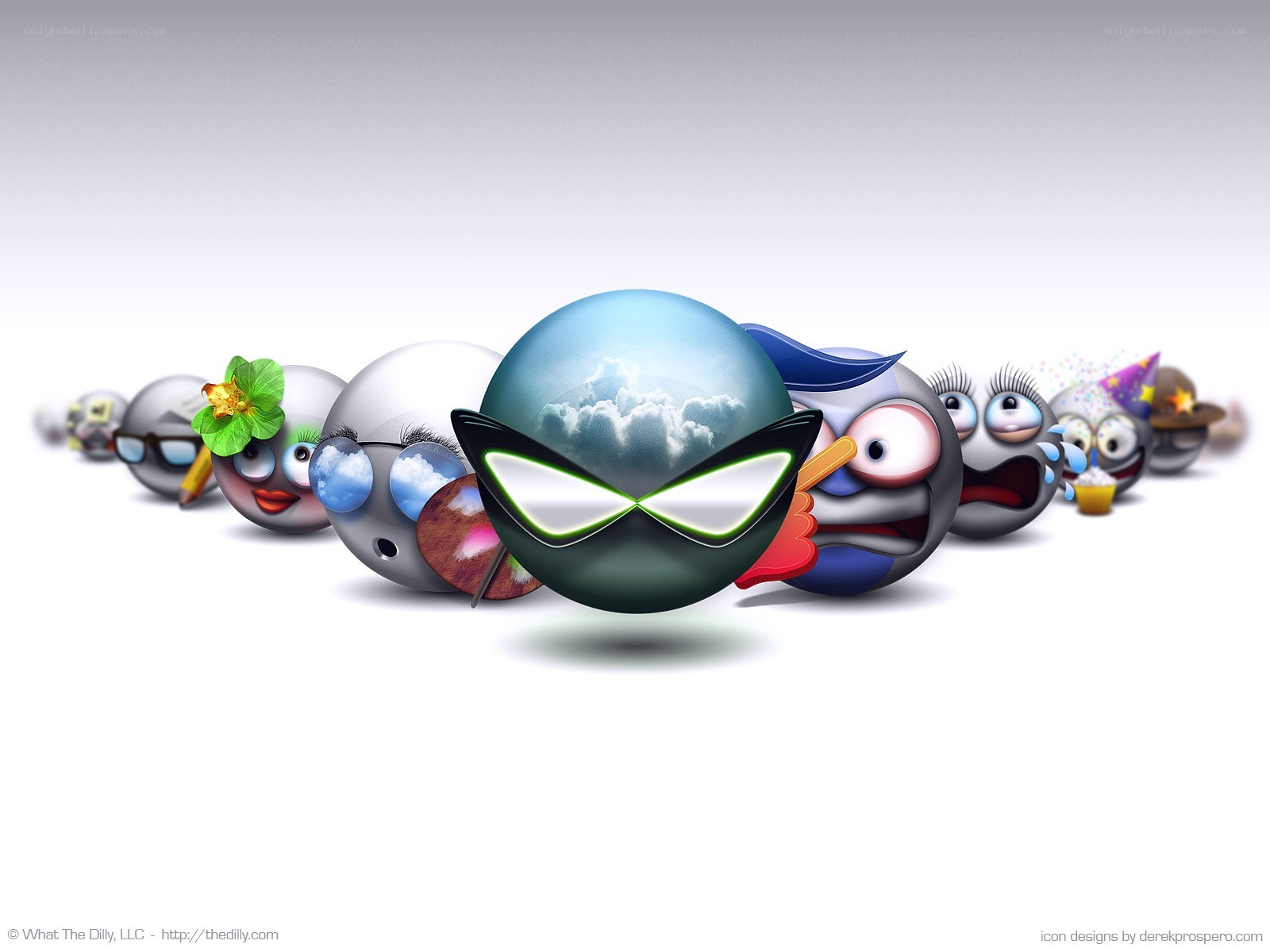 cartoon emoji characters in a line