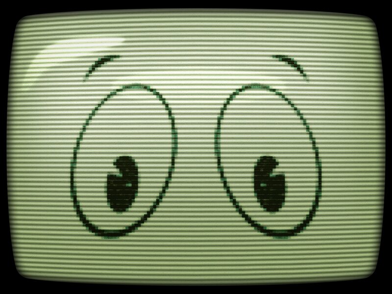 cartoon eyes on old TV