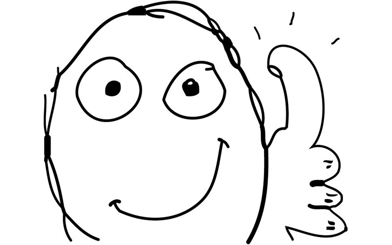 cartoon face giving thumbs up