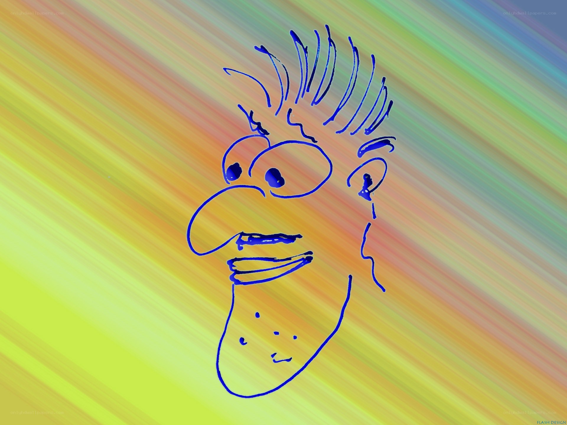 cartoon face on colorful background