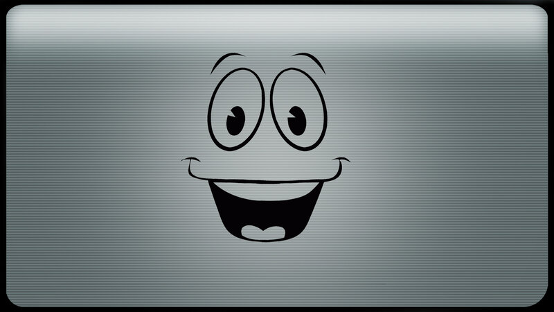 cartoon face on metal surface