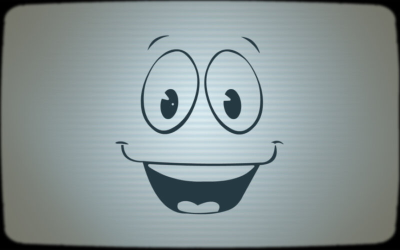 Cartoon Face on Screen — Gray