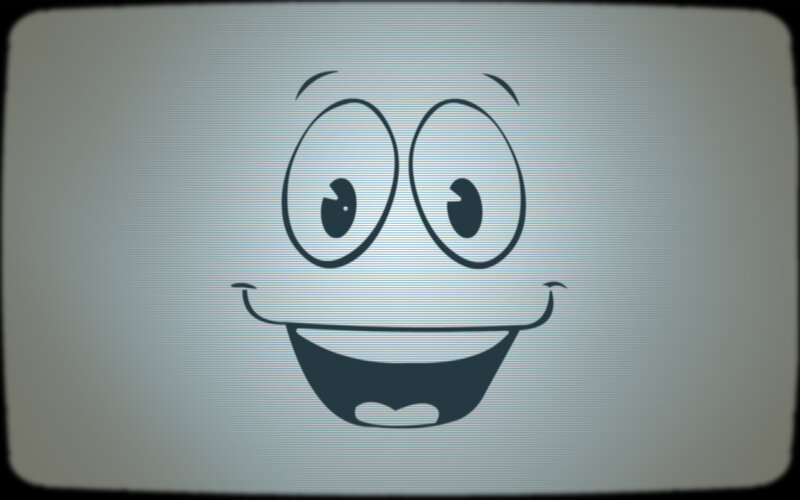 cartoon face on screen