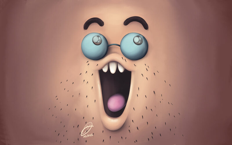 cartoon face with glasses