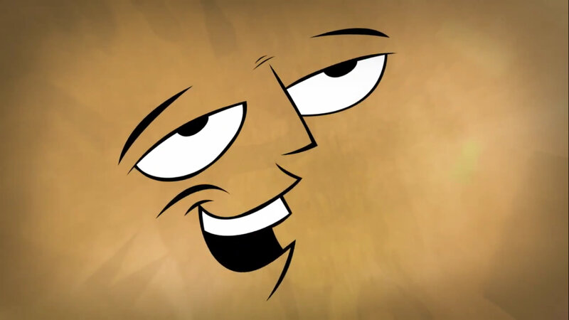 cartoon face with mischievous expression