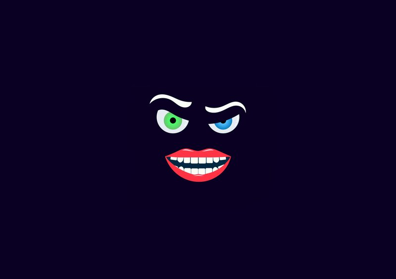 Cartoon Face with Mismatched Eyes