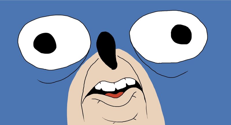 Cartoon Face with Wide Eyes — Blue, Surprised