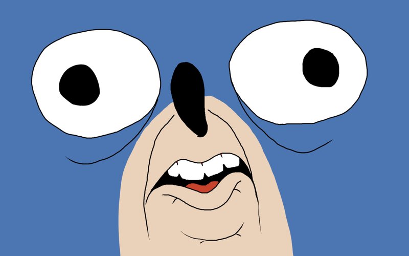 Cartoon Face with Wide Eyes — Blue