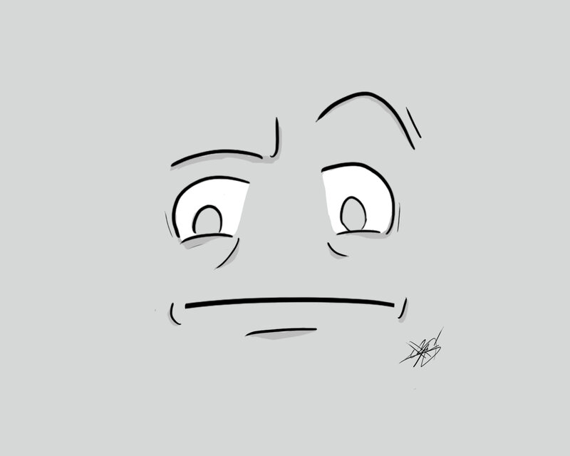cartoon face with worried expression