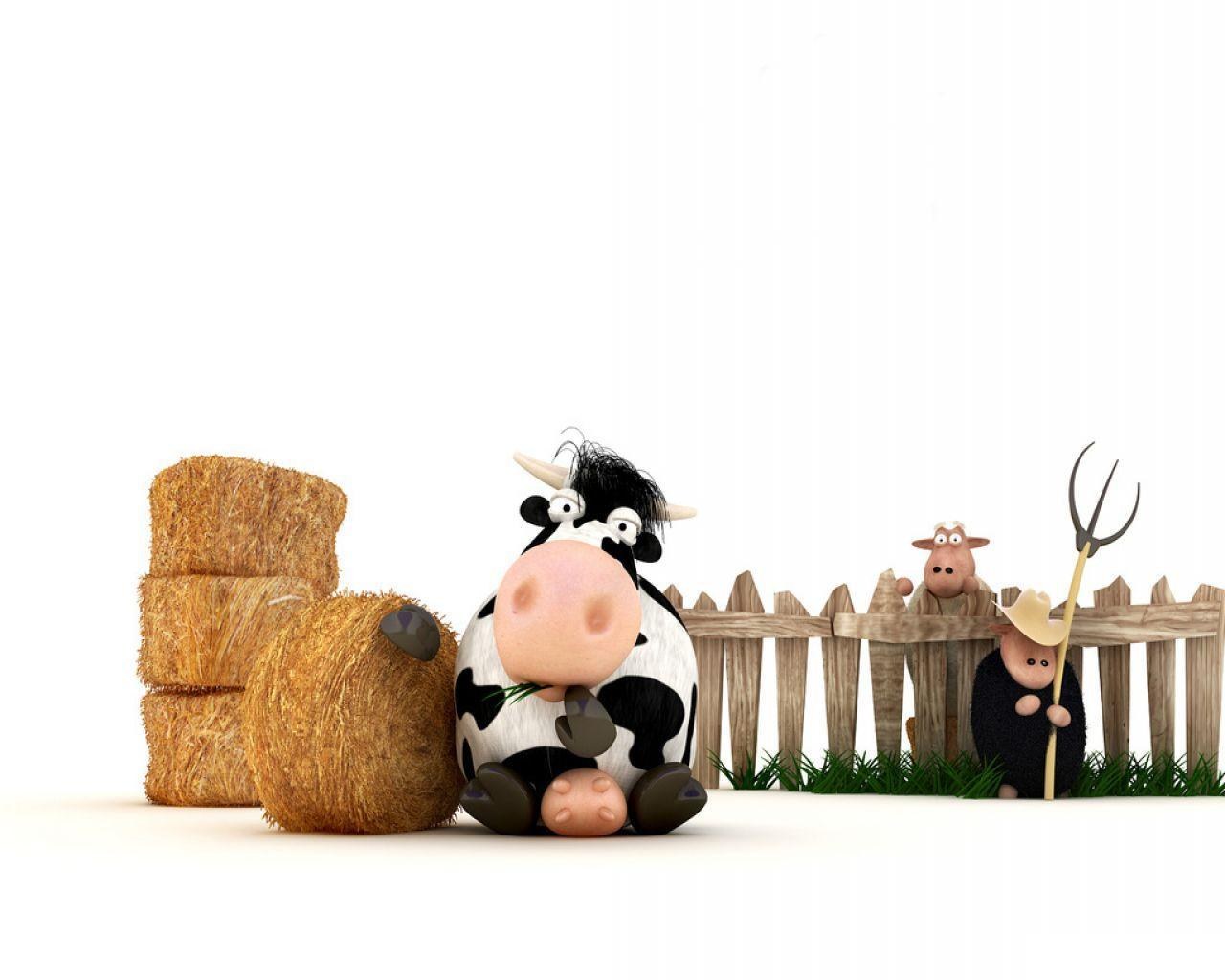 Cartoon farm animals scene