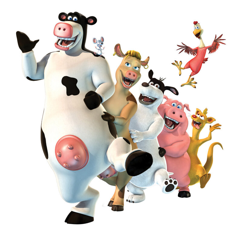 Cartoon Farm Animals — White