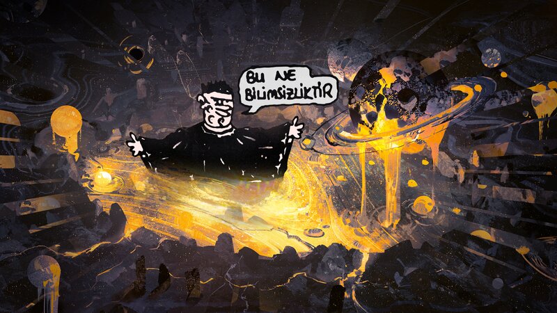 Cartoon Figure in Space