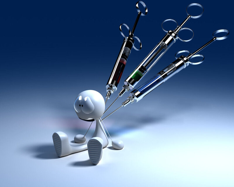 Cartoon Figure with Syringes