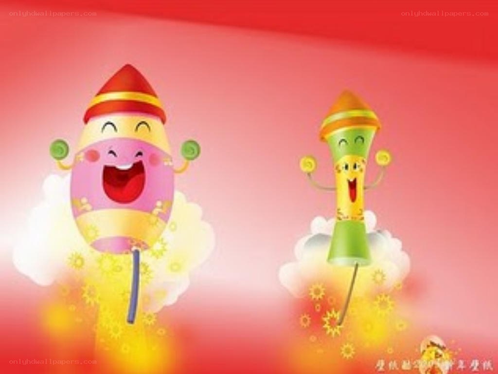 cartoon firecrackers celebrating