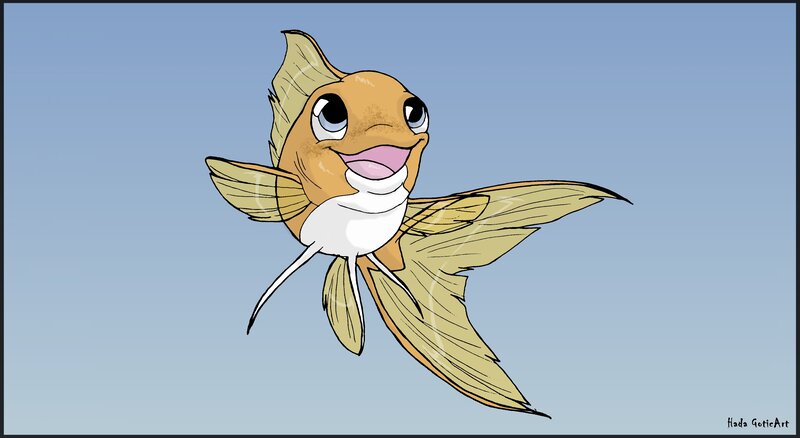 cartoon flying fish