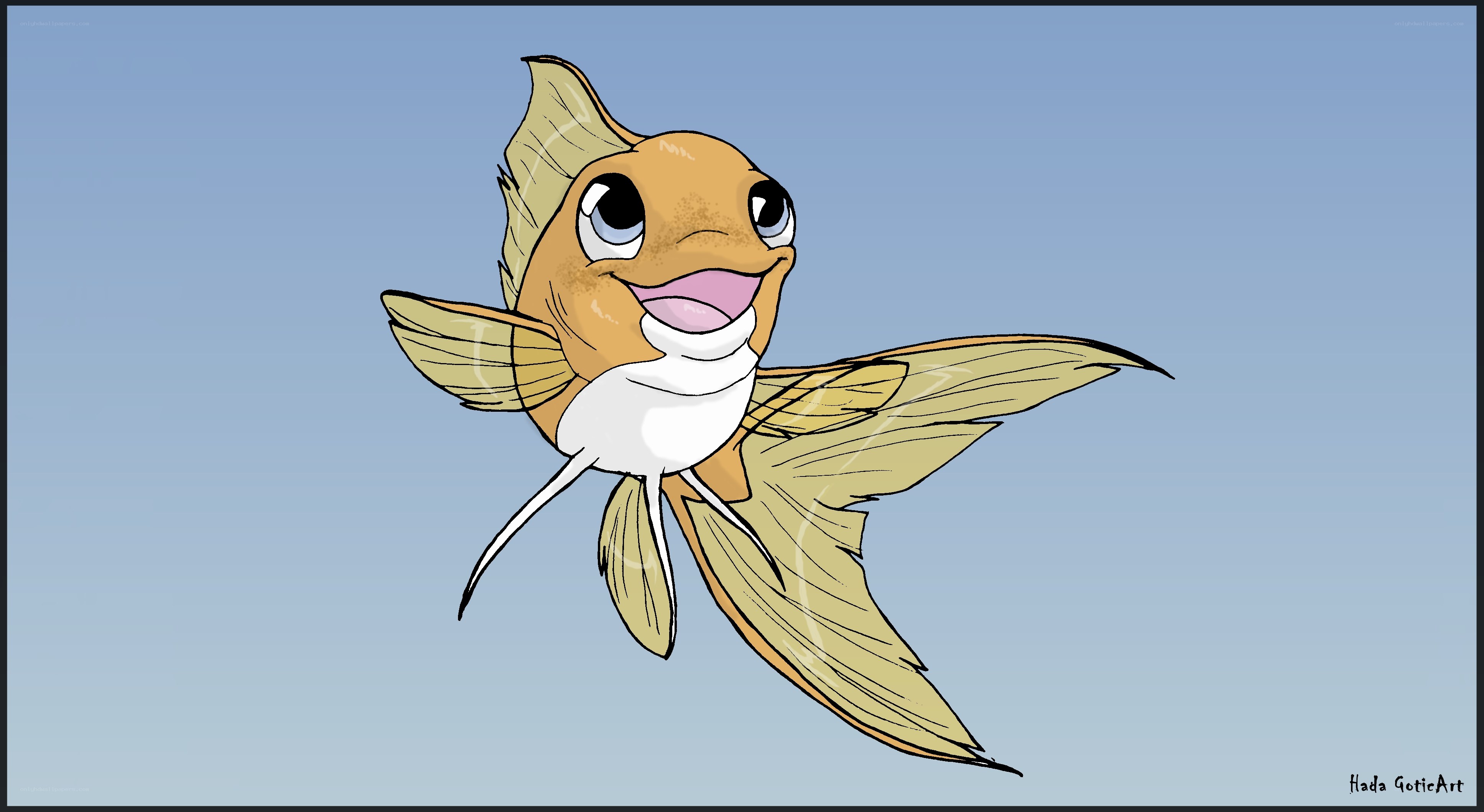 cartoon flying fish