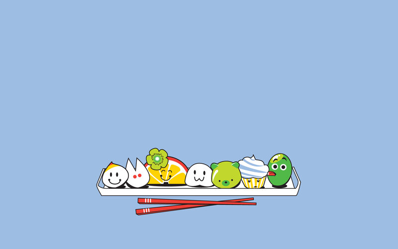 Cartoon Food Characters — Blue