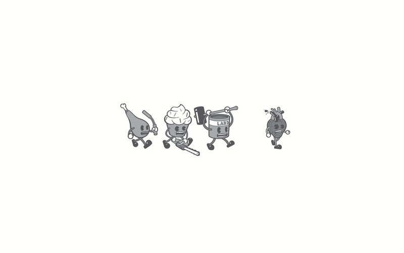 cartoon food characters with tools