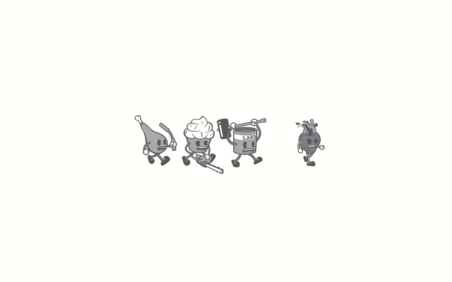 cartoon food characters with tools