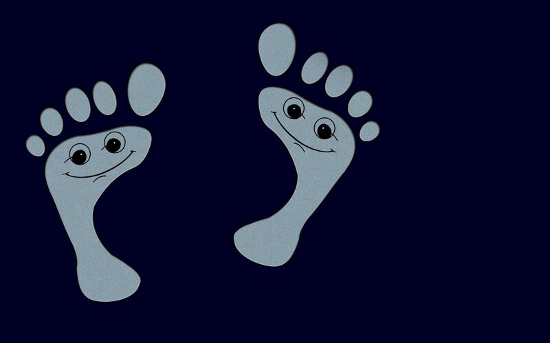 cartoon footprints with faces